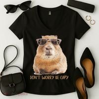 Dont Worry Be Capy Capybara Funny Capybara Lovers Women's V-Neck T-Shirt thumb 2
