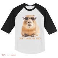 Dont Worry Be Capy Capybara Funny Capybara Lovers Kids Colorblock Raglan Jersey thumb 0
