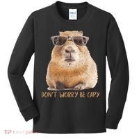 Dont Worry Be Capy Capybara Funny Capybara Lovers Kids Long Sleeve Shirt thumb 0