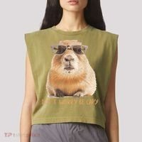 Dont Worry Be Capy Capybara Funny Capybara Lovers Garment-Dyed Women's Muscle Tee thumb 2
