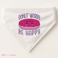 Donut Worry Be Happy Cute Gift USA-Made Doggie Bandana thumb 0