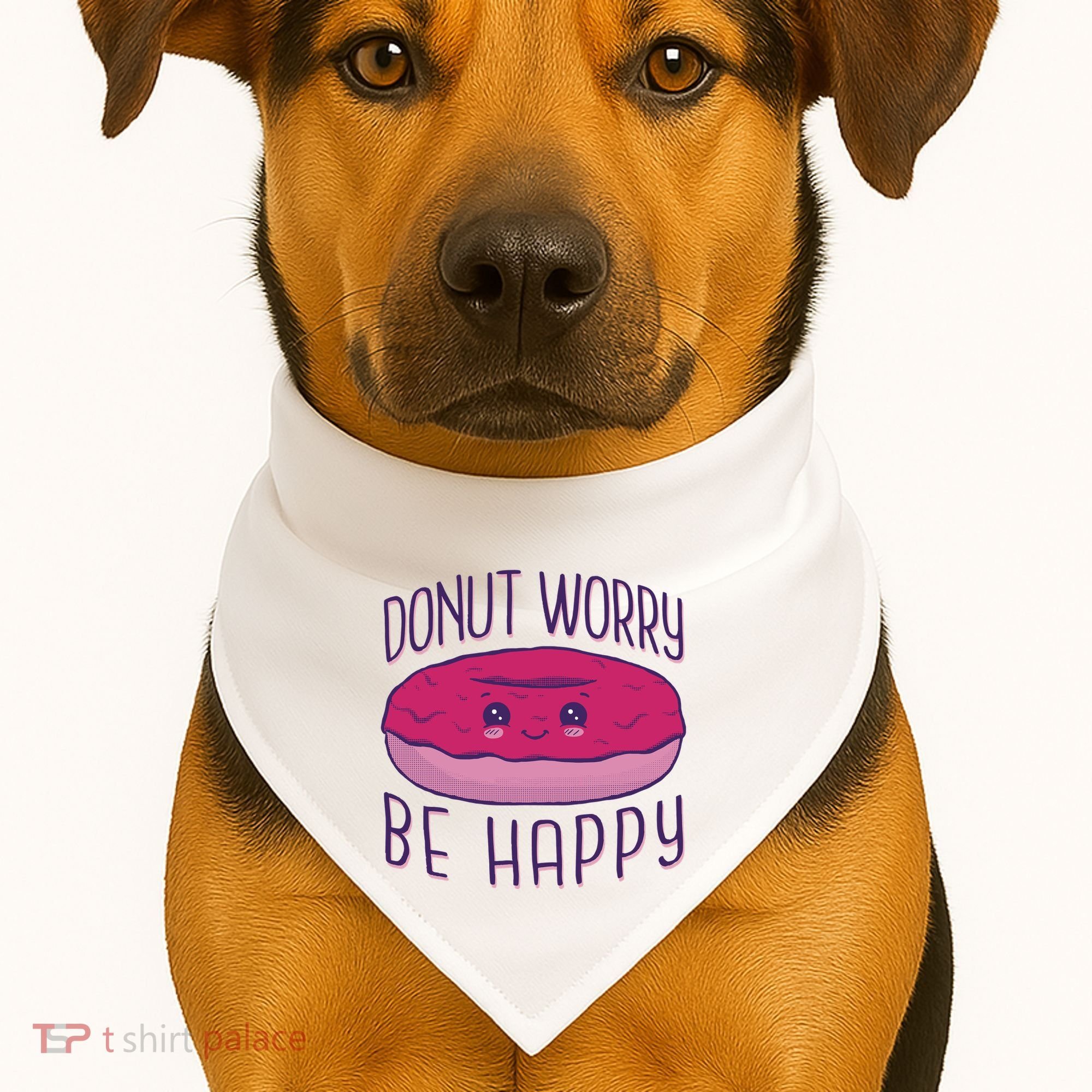 Donut Worry Be Happy Cute Gift USA-Made Doggie Bandana