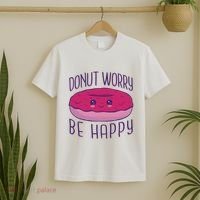 Donut Worry Be Happy Cute Gift T-Shirt thumb 2