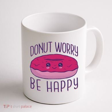 Donut Worry Be Happy Cute Gift Coffee Mug back