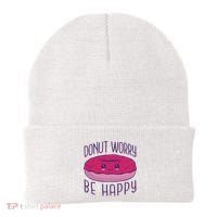Donut Worry Be Happy Cute Gift Beanie thumb 0