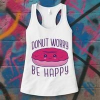 Donut Worry Be Happy Cute Gift Women's Tank Top thumb 3