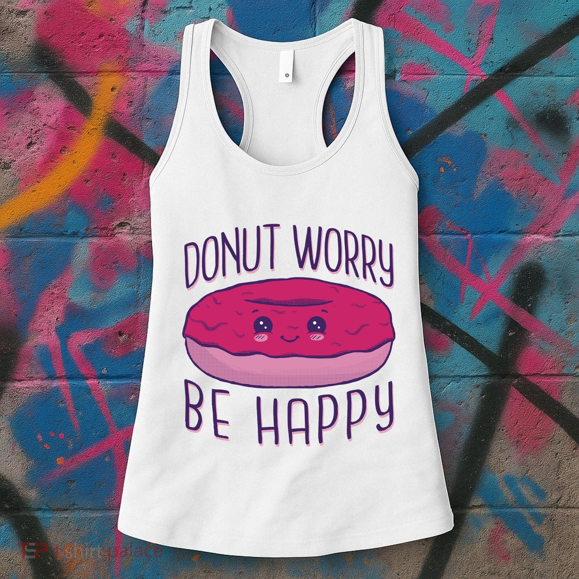 Donut Worry Be Happy Cute Gift Women's Tank Top