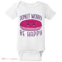 Donut Worry Be Happy Cute Gift Baby Bodysuit thumb 0