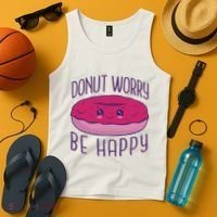 Donut Worry Be Happy Cute Gift Tank Top thumb 4
