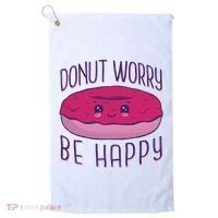 Donut Worry Be Happy Cute Gift Golf Towel thumb 0
