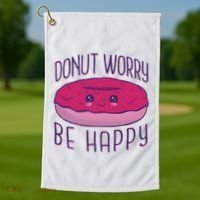 Donut Worry Be Happy Cute Gift Golf Towel thumb 1