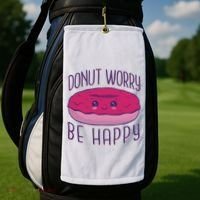 Donut Worry Be Happy Cute Gift Golf Towel thumb 2