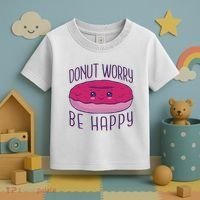 Donut Worry Be Happy Cute Gift Toddler T-Shirt thumb 3