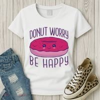 Donut Worry Be Happy Cute Gift Women's T-Shirt thumb 3