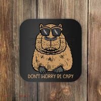 Dont Worry Be Capy Funny Capybara Pet Women  Coaster thumb 0