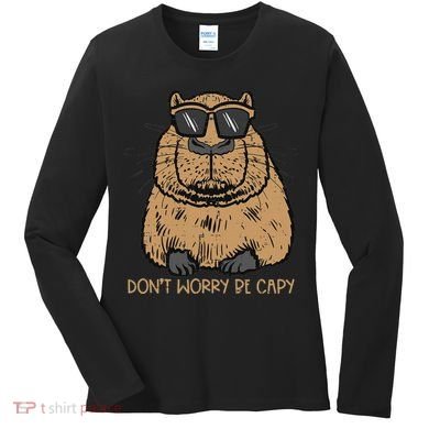 Dont Worry Be Capy Funny Capybara Pet Women  Women's Long Sleeve Shirt