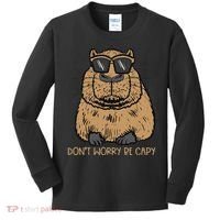 Dont Worry Be Capy Funny Capybara Pet Women  Kids Long Sleeve Shirt thumb 0