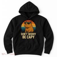 Don’t Worry Be Capy Funny Retro Sunset Capybara Sunglasses Hoodie thumb 0