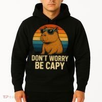 Don’t Worry Be Capy Funny Retro Sunset Capybara Sunglasses Hoodie thumb 2