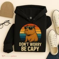 Don’t Worry Be Capy Funny Retro Sunset Capybara Sunglasses Hoodie thumb 4