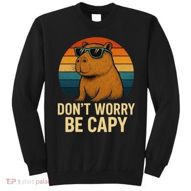 Don’t Worry Be Capy Funny Retro Sunset Capybara Sunglasses Sweatshirt