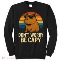 Don’t Worry Be Capy Funny Retro Sunset Capybara Sunglasses Sweatshirt thumb 0