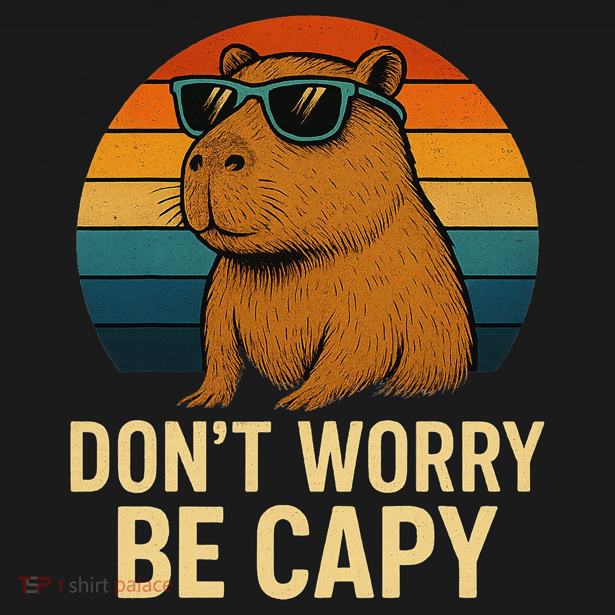 Don’t Worry Be Capy Funny Retro Sunset Capybara Sunglasses Sweatshirt
