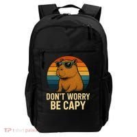 Don’t Worry Be Capy Funny Retro Sunset Capybara Sunglasses Backpack thumb 0