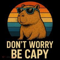 Don’t Worry Be Capy Funny Retro Sunset Capybara Sunglasses Women's Hoodie thumb 2
