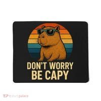 Don’t Worry Be Capy Funny Retro Sunset Capybara Sunglasses Mousepad thumb 0