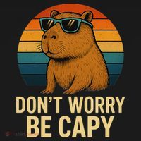 Don’t Worry Be Capy Funny Retro Sunset Capybara Sunglasses Mousepad thumb 1