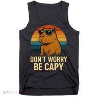 Don’t Worry Be Capy Funny Retro Sunset Capybara Sunglasses Tank Top thumb 0