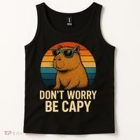 Don’t Worry Be Capy Funny Retro Sunset Capybara Sunglasses Tank Top thumb 2