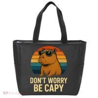 Don’t Worry Be Capy Funny Retro Sunset Capybara Sunglasses Tote Bag thumb 0