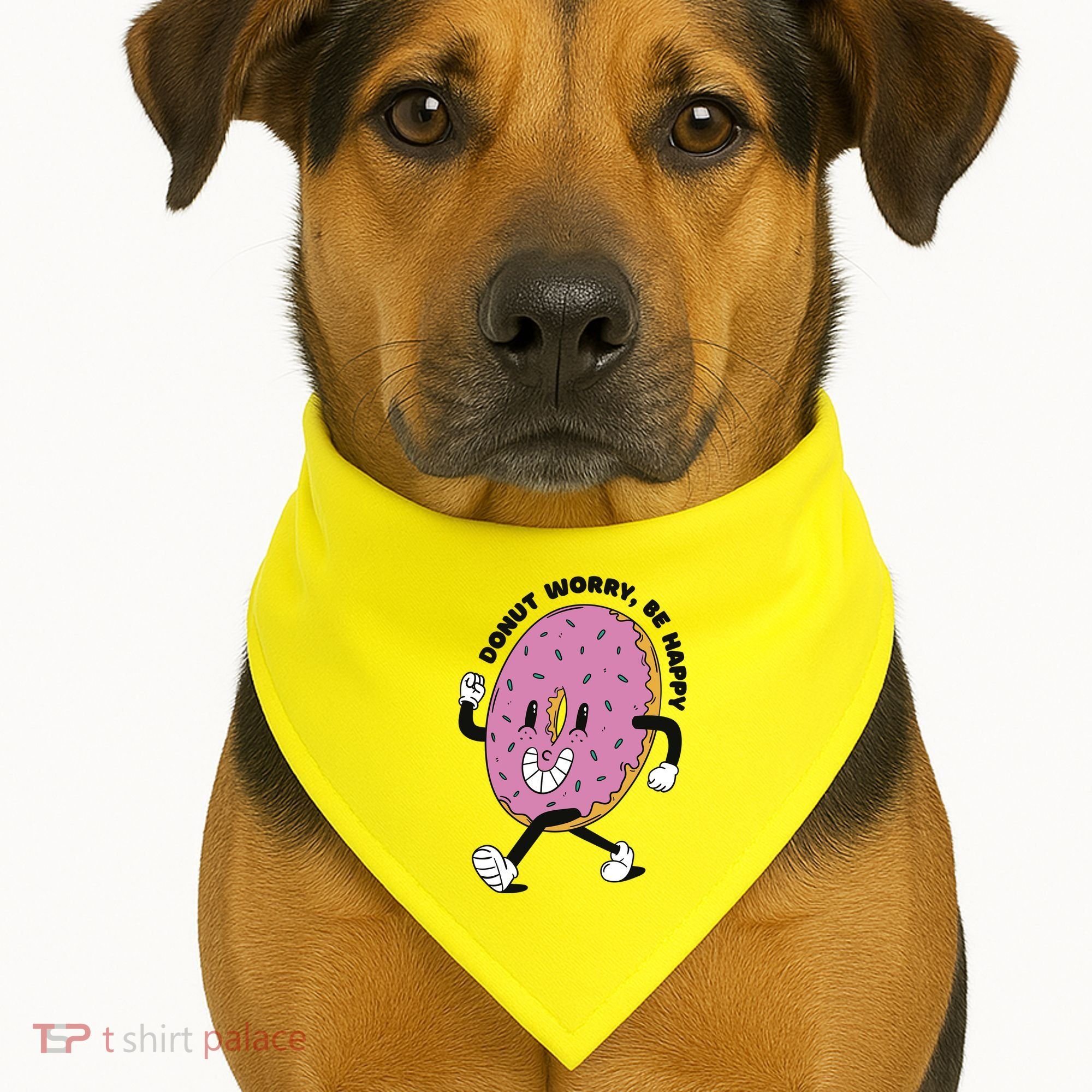 Donut Worry Be Happy Positive USA-Made Doggie Bandana