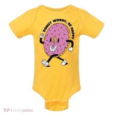 Donut Worry Be Happy Positive Baby Bodysuit