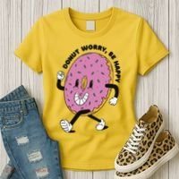 Donut Worry Be Happy Positive Women's T-Shirt thumb 3