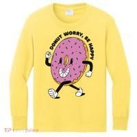 Donut Worry Be Happy Positive Kids Long Sleeve Shirt thumb 0