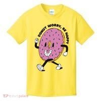 Donut Worry Be Happy Positive Kids T-Shirt thumb 0