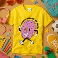 Donut Worry Be Happy Positive Kids T-Shirt thumb 3