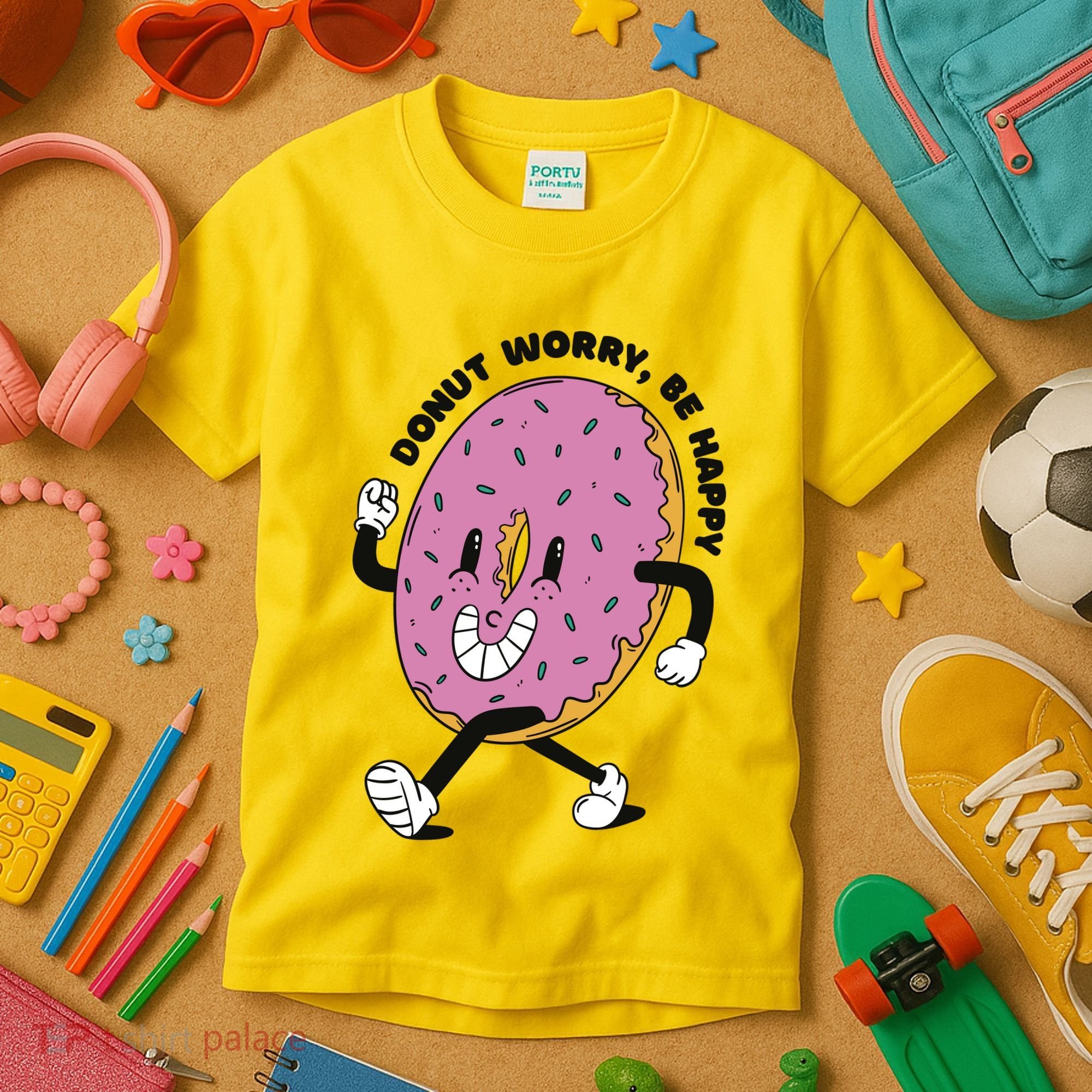 Donut Worry Be Happy Positive Kids T-Shirt