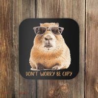 Dont Worry Be Capy Capybara Coaster thumb 0