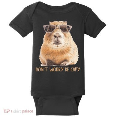 Dont Worry Be Capy Capybara Baby Bodysuit