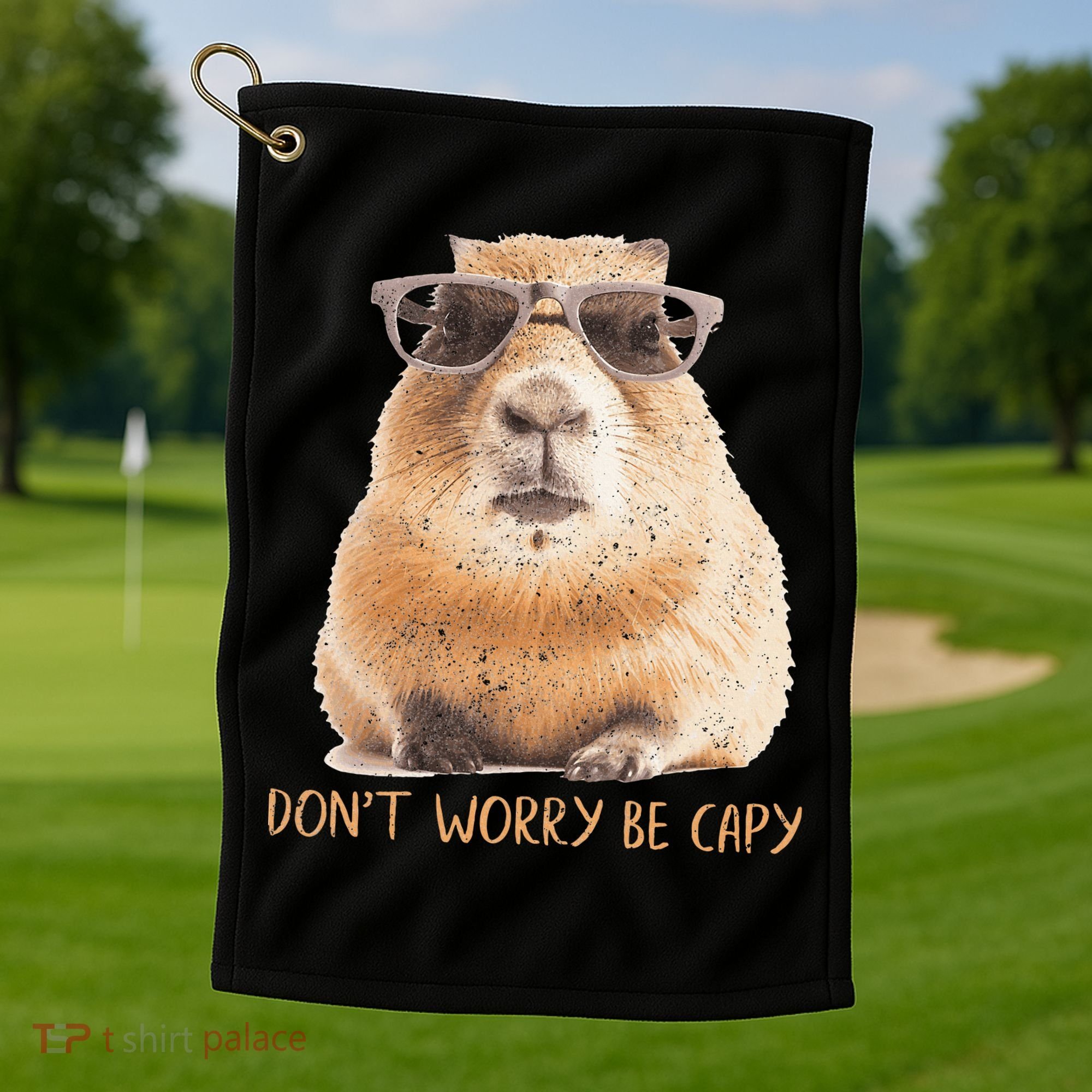 Dont Worry Be Capy Capybara Golf Towel