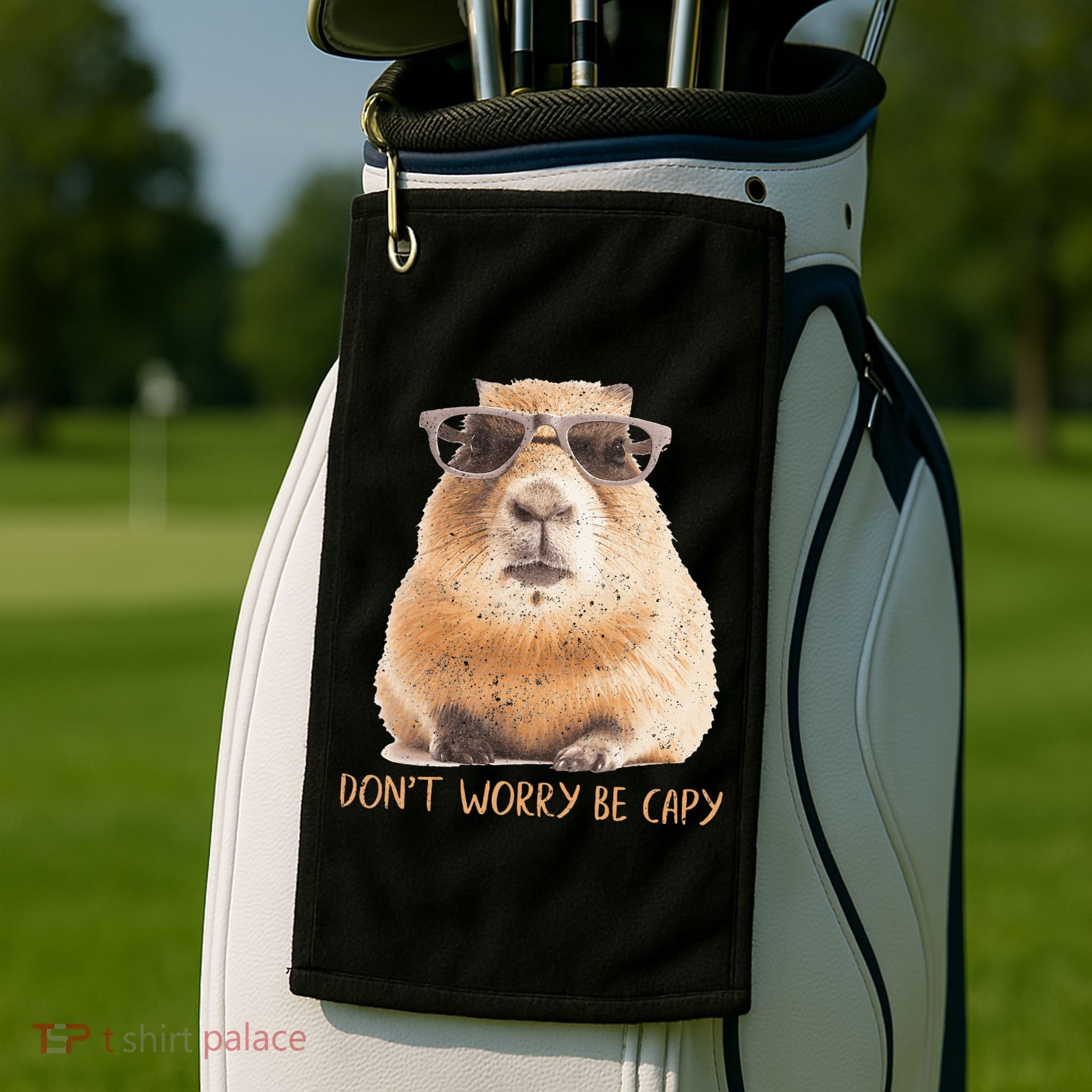 Dont Worry Be Capy Capybara Golf Towel