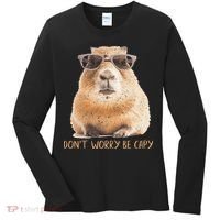Dont Worry Be Capy Capybara Women's Long Sleeve Shirt thumb 0