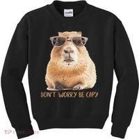 Dont Worry Be Capy Capybara Kids Sweatshirt thumb 0