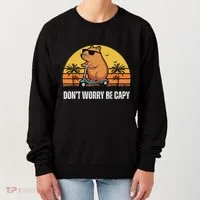 Don’T Worry Be Capy Cute Capybara Women's Sweatshirt thumb 0