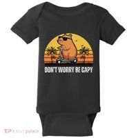 Don’T Worry Be Capy Cute Capybara Baby Bodysuit thumb 0