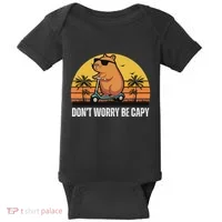 Don’T Worry Be Capy Cute Capybara Baby Bodysuit thumb 0